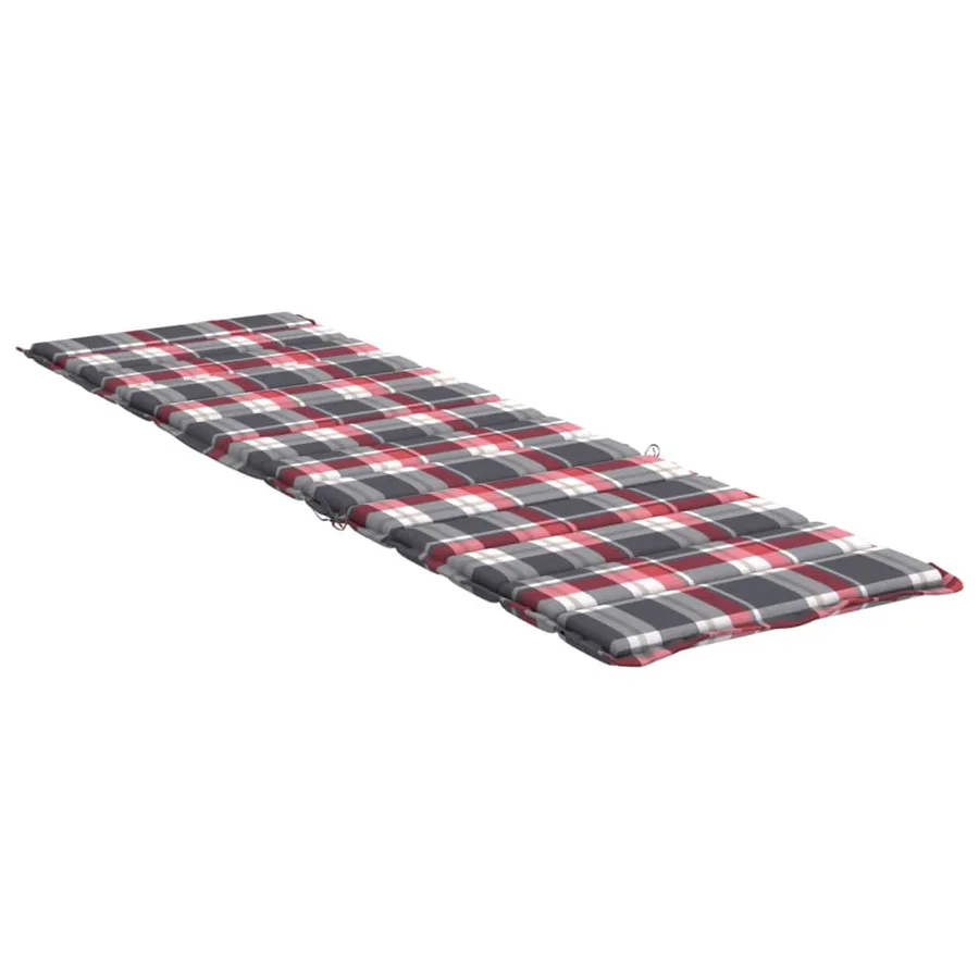 Coussin de chaise longue à carreaux rouge 200x60x3 cm - 4