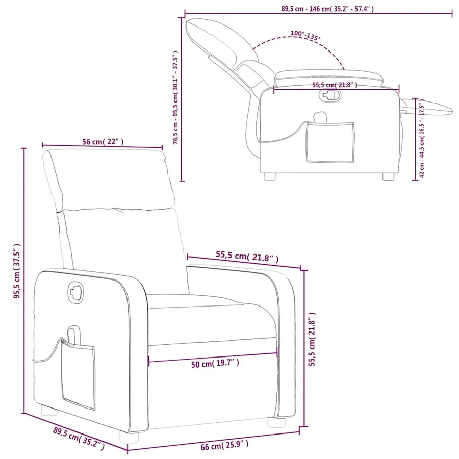 Fauteuil de massage inclinable rouge similicuir - 12