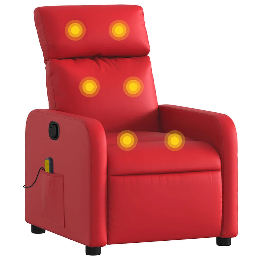 Fauteuil de massage inclinable rouge similicuir - 2