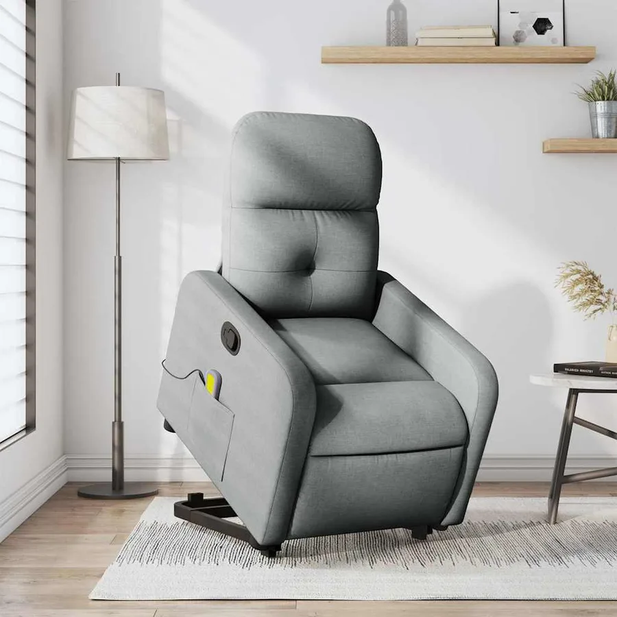 Fauteuil de massage inclinable Gris clair Tissu - 15