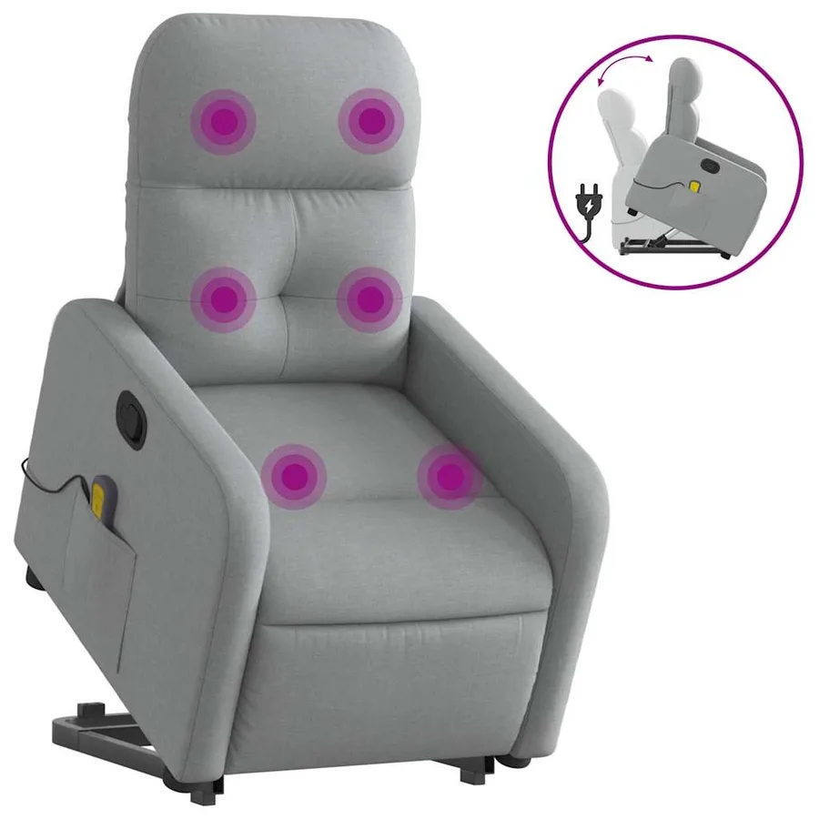 Fauteuil de massage inclinable Gris clair Tissu - 2