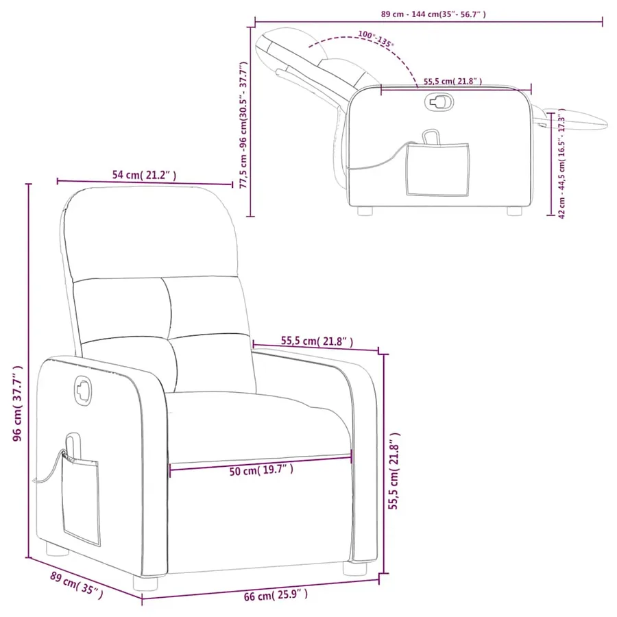 Fauteuil de massage inclinable Taupe Tissu - 12