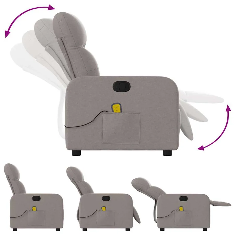 Fauteuil de massage inclinable Taupe Tissu - 5