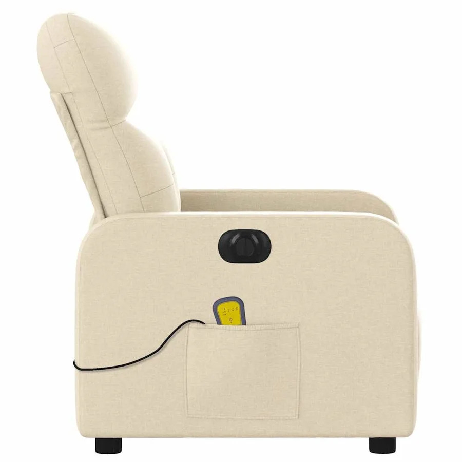 Fauteuil inclinable de massage électrique crème tissu - 10