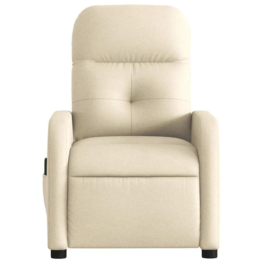 Fauteuil inclinable de massage électrique crème tissu - 9