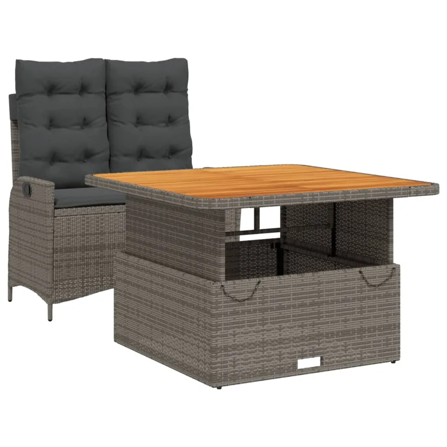 Ensemble à manger de jardin et coussins 2 pcs gris rotin - 2