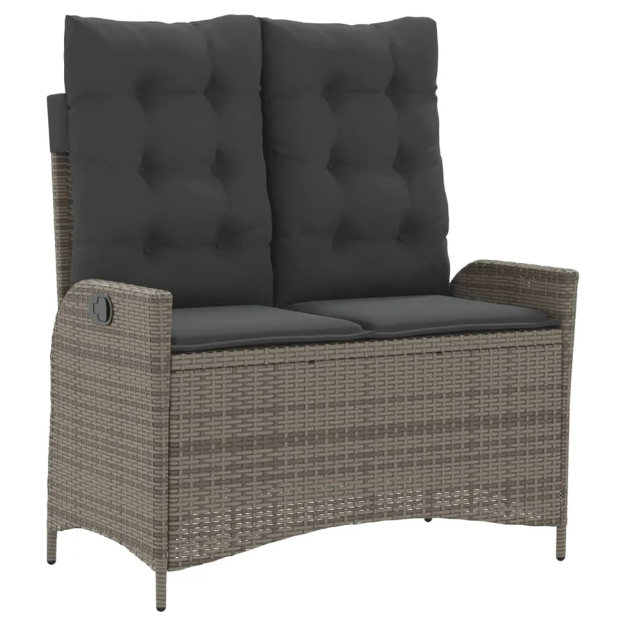 Ensemble à manger de jardin et coussins 2 pcs gris rotin - 4