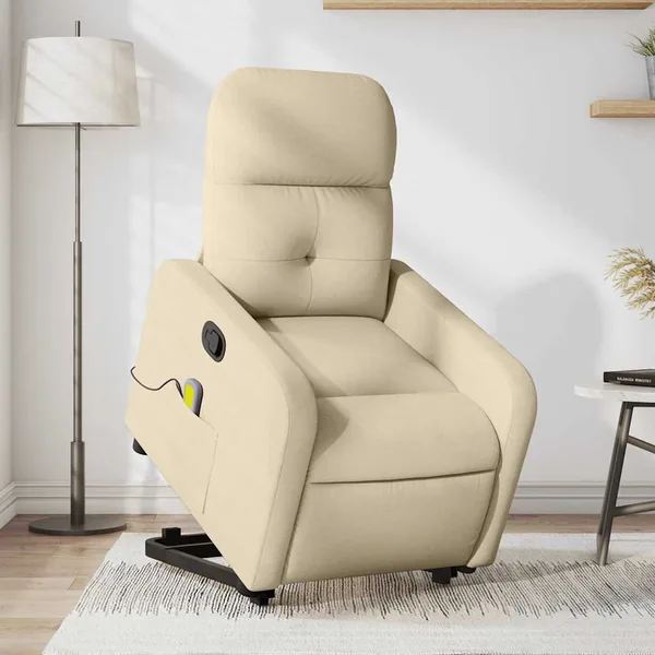 Fauteuil inclinable de massage Crème Tissu