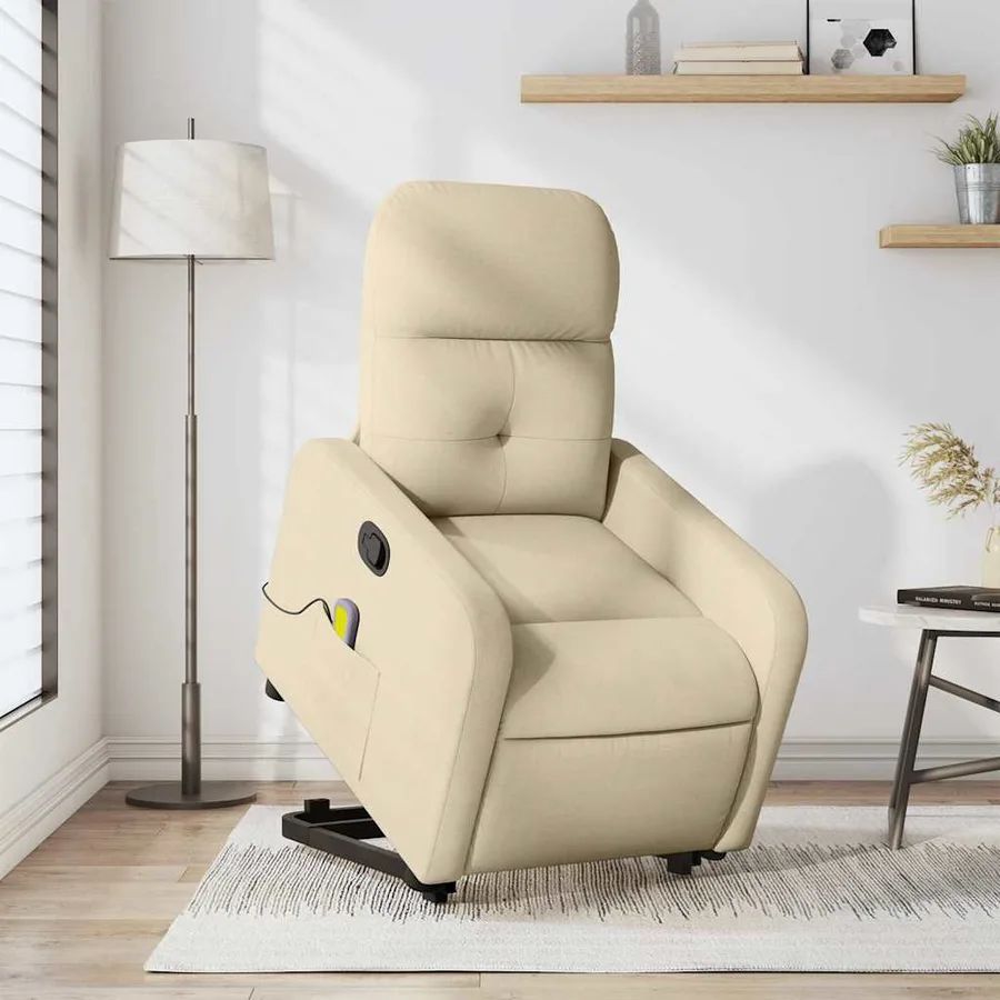 Fauteuil inclinable de massage Crème Tissu - 15