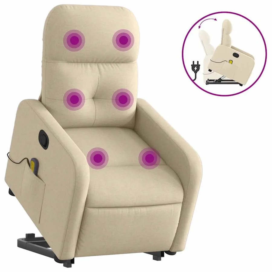 Fauteuil inclinable de massage Crème Tissu - 2