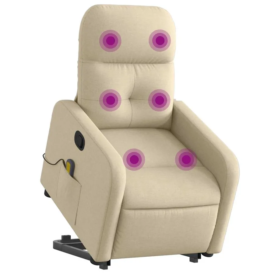Fauteuil inclinable de massage Crème Tissu - 3