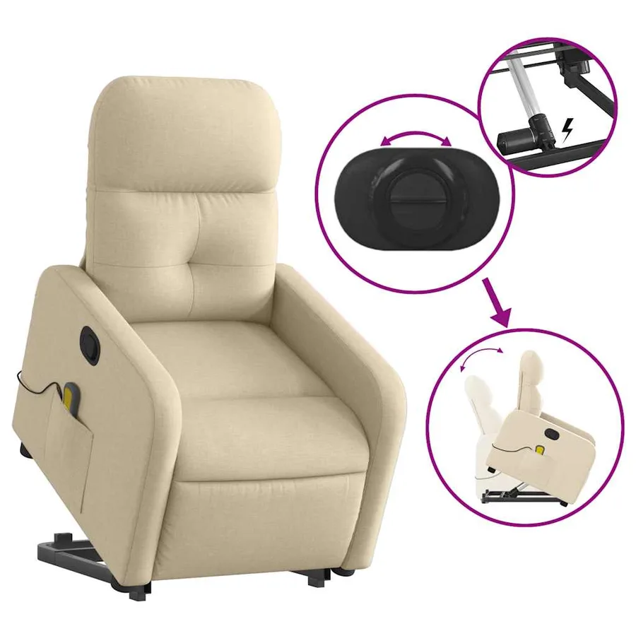 Fauteuil inclinable de massage Crème Tissu - 6