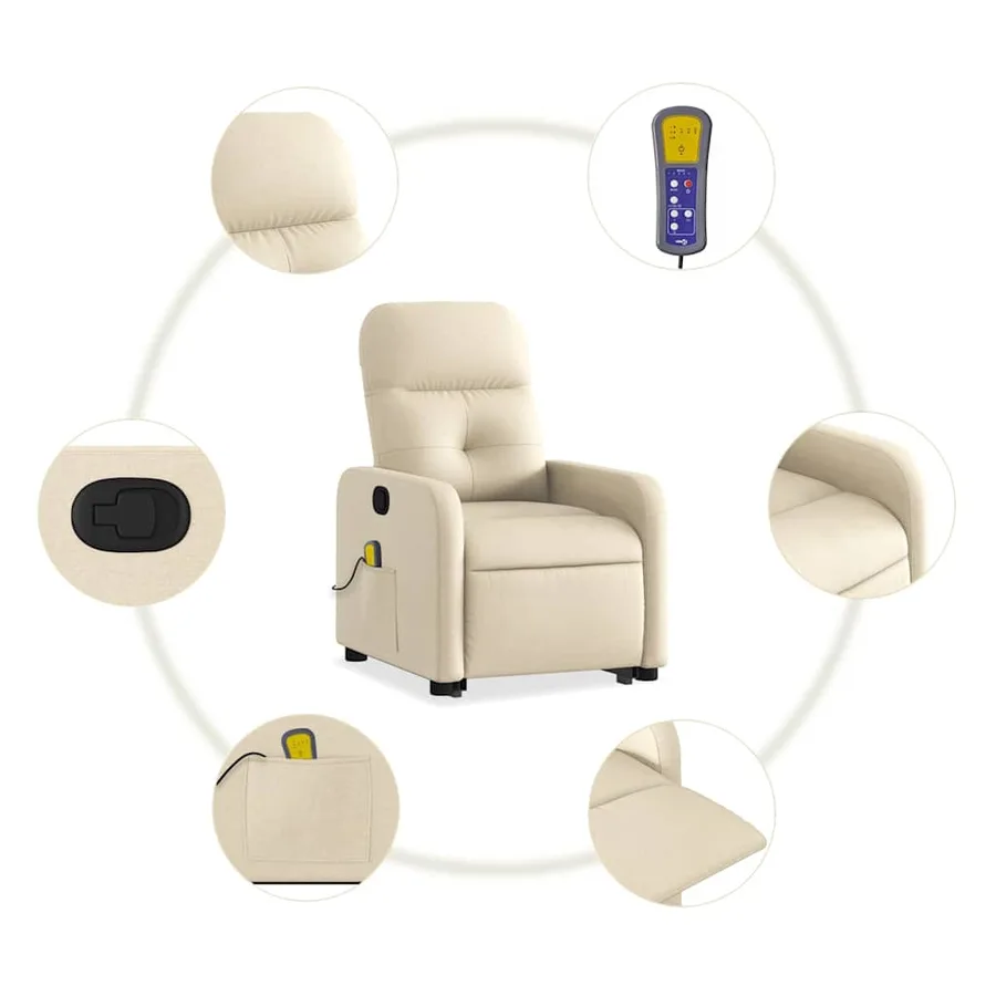 Fauteuil inclinable de massage Crème Tissu - 8