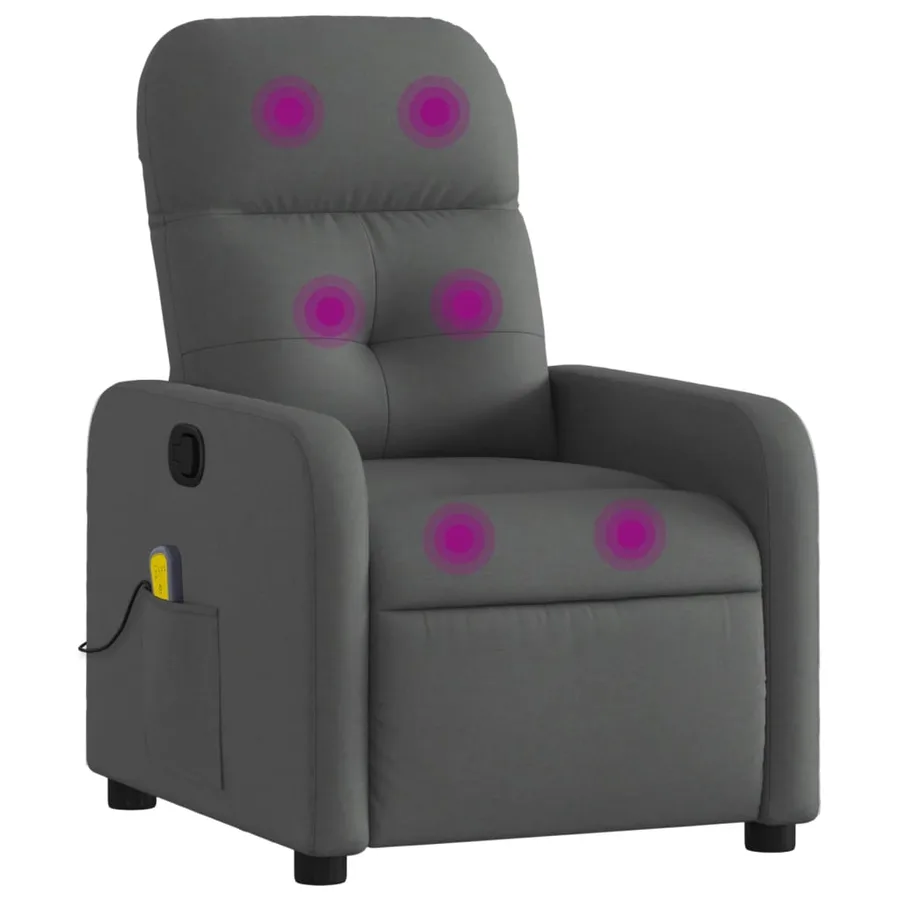 Fauteuil inclinable de massage gris foncé tissu - 2