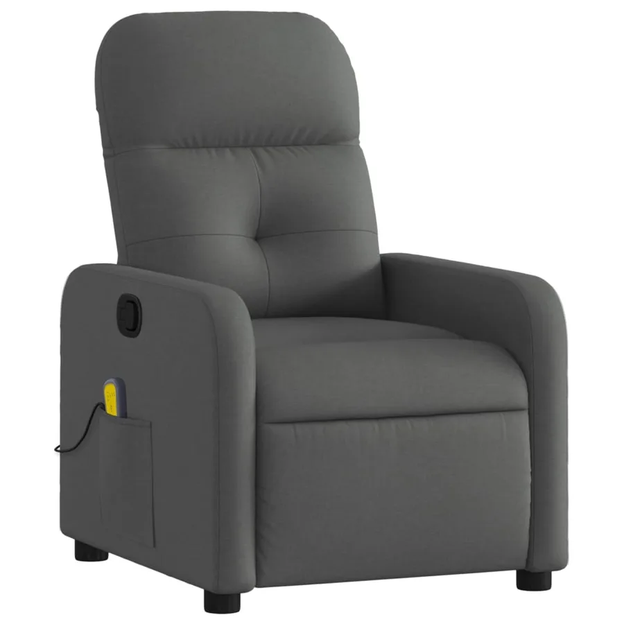 Fauteuil inclinable de massage gris foncé tissu - 3