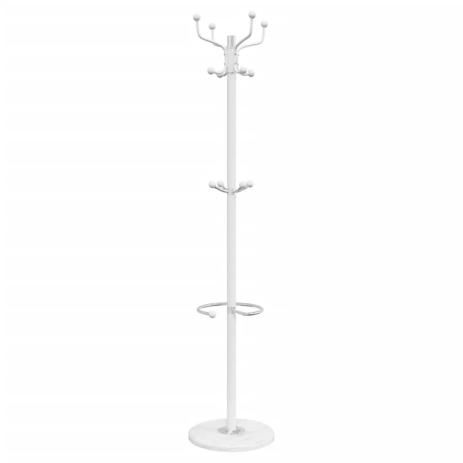 Porte-manteau avec porte-parapluie blanc fer enduit de poudre - 2