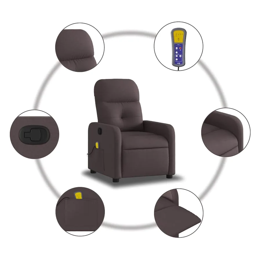 Fauteuil de massage inclinable Marron foncé Tissu - 6