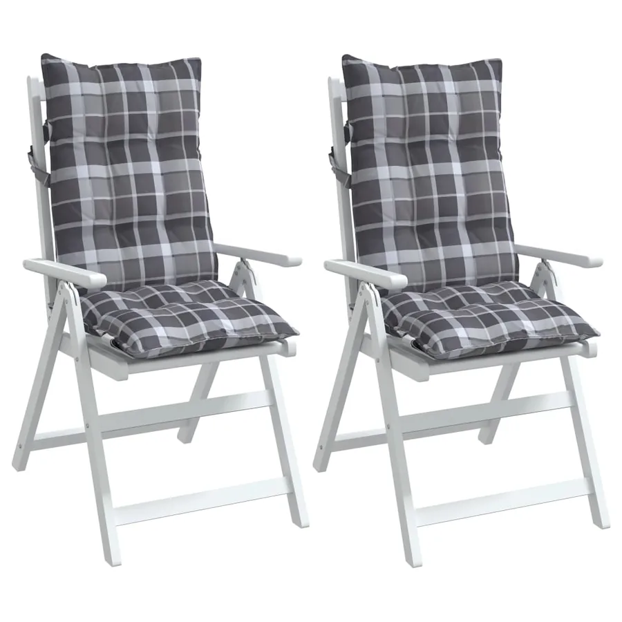 Coussins de chaise à dossier haut lot de 2 motif carreaux gris - 4