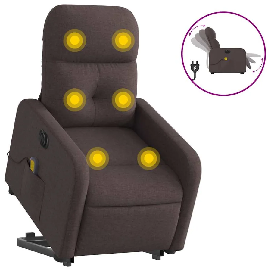 Fauteuil inclinable de massage électrique Marron foncé Tissu - 2