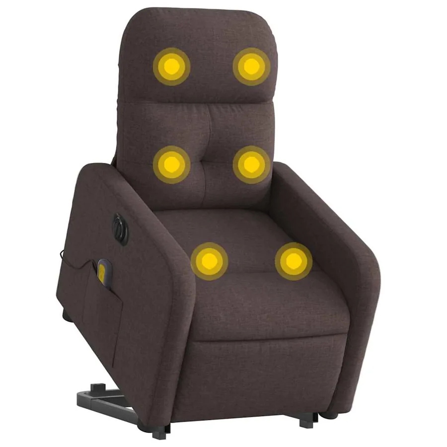 Fauteuil inclinable de massage électrique Marron foncé Tissu - 3