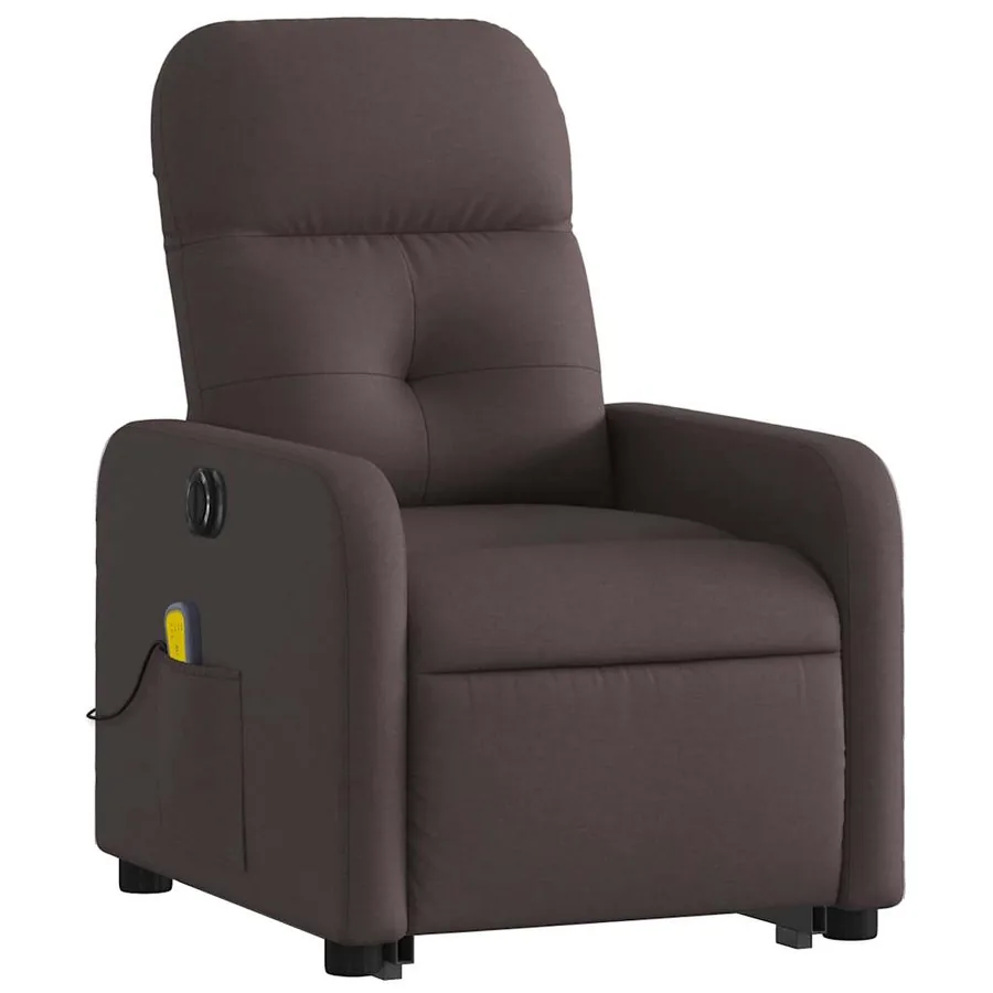 Fauteuil inclinable de massage électrique Marron foncé Tissu - 4