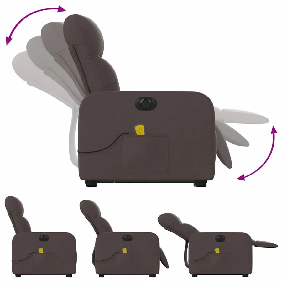 Fauteuil inclinable de massage électrique Marron foncé Tissu - 7
