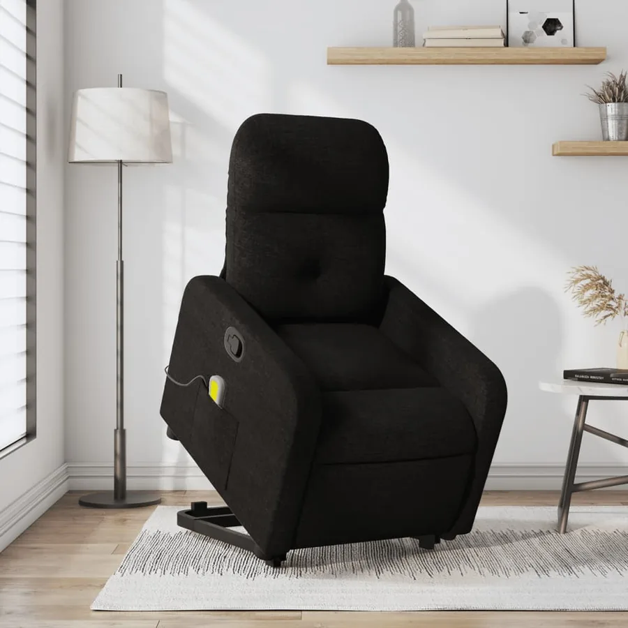 Fauteuil de massage inclinable Noir Tissu - 14