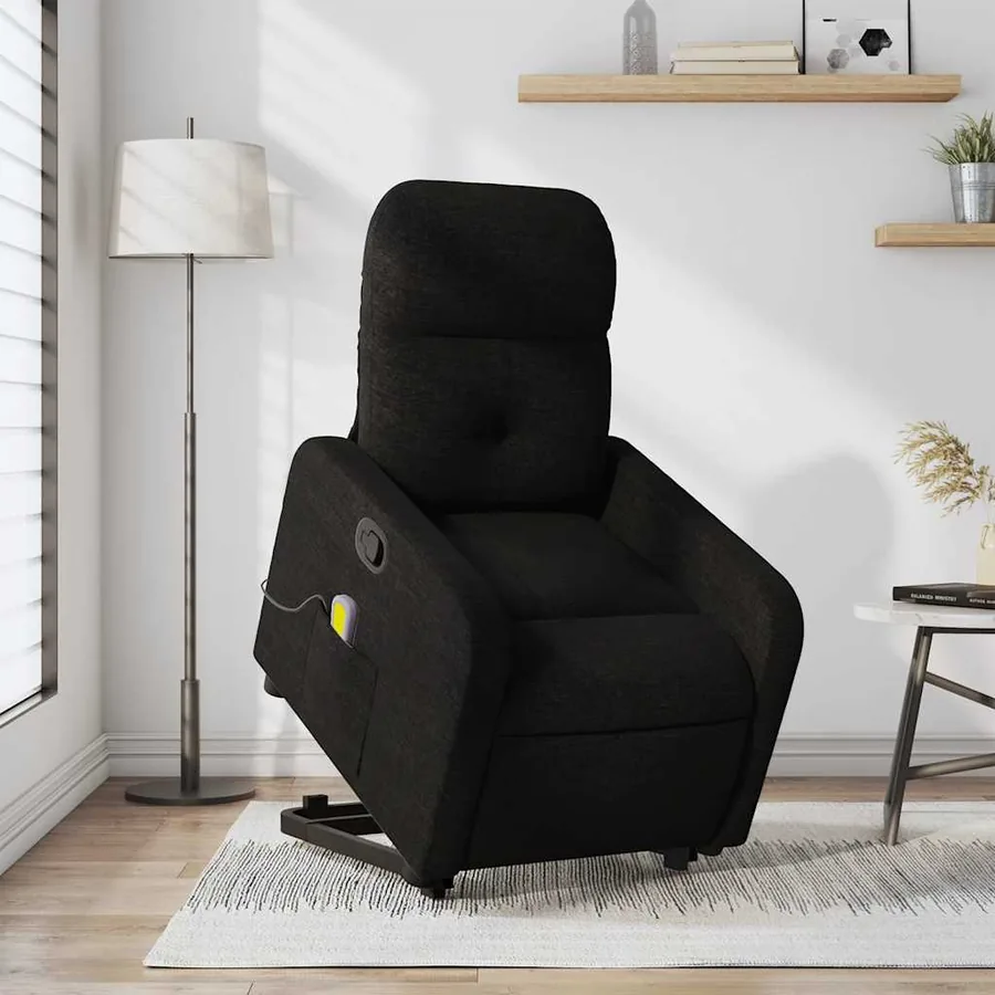 Fauteuil de massage inclinable Noir Tissu - 16