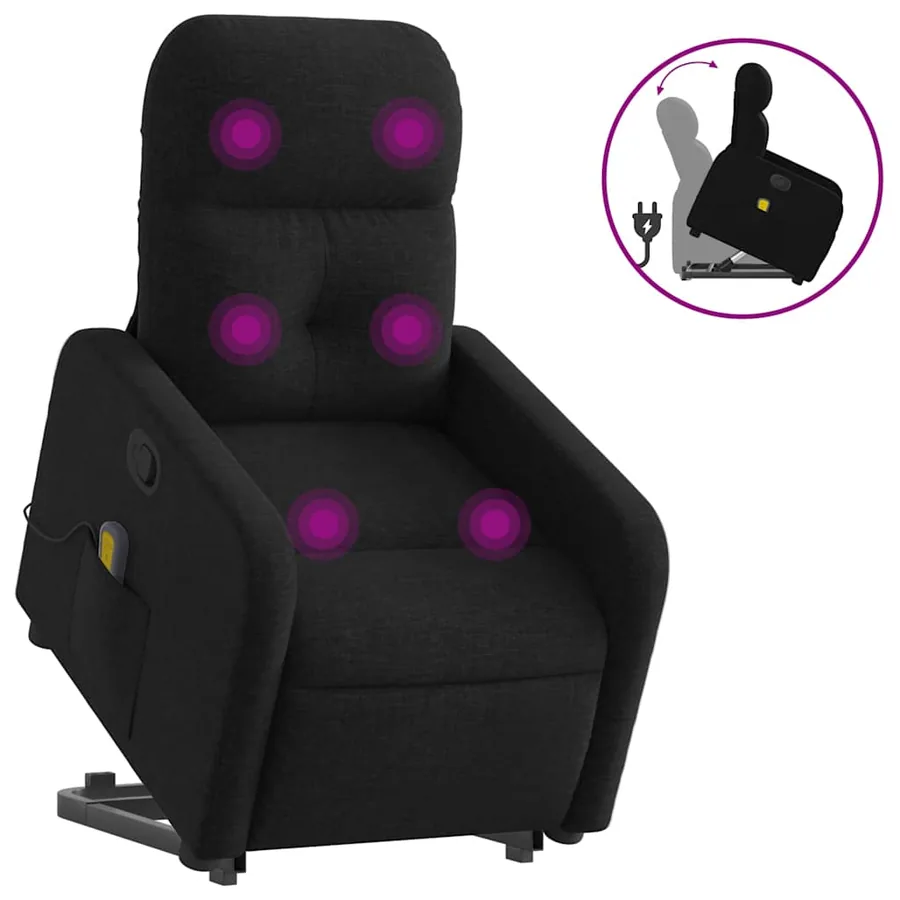 Fauteuil de massage inclinable Noir Tissu - 2