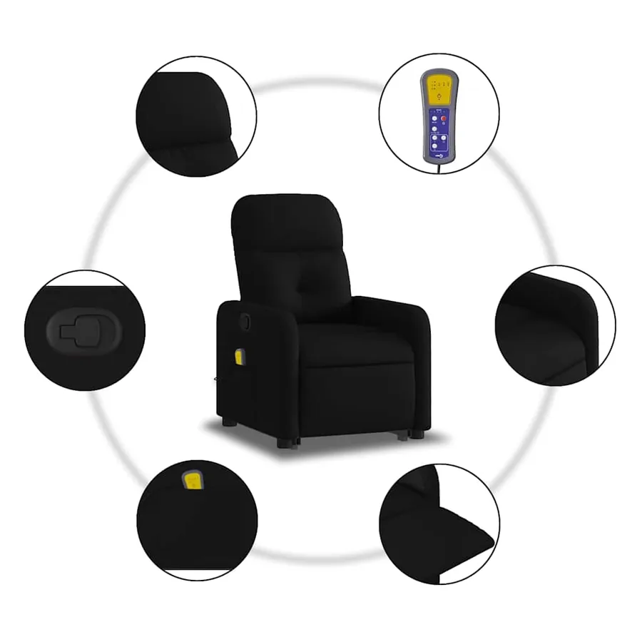 Fauteuil de massage inclinable Noir Tissu - 8