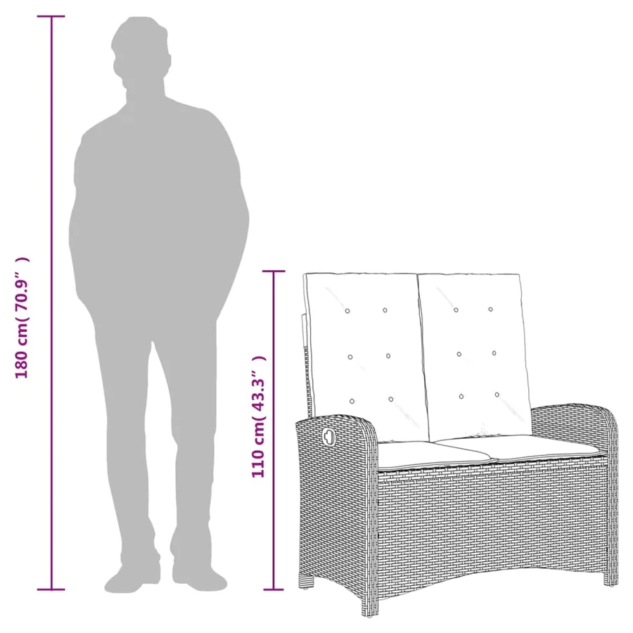 Ensemble à manger de jardin et coussins 2 pcs gris rotin - 11
