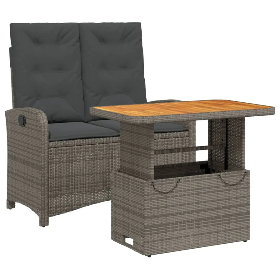 Ensemble à manger de jardin et coussins 2 pcs gris rotin - 2