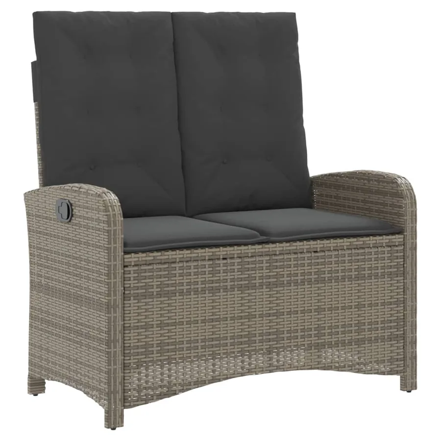 Ensemble à manger de jardin et coussins 2 pcs gris rotin - 6