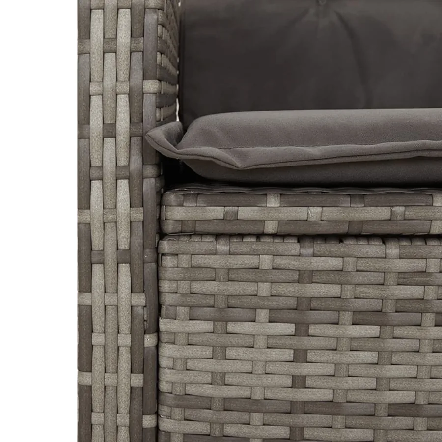 Ensemble à manger de jardin et coussins 2 pcs gris rotin - 7