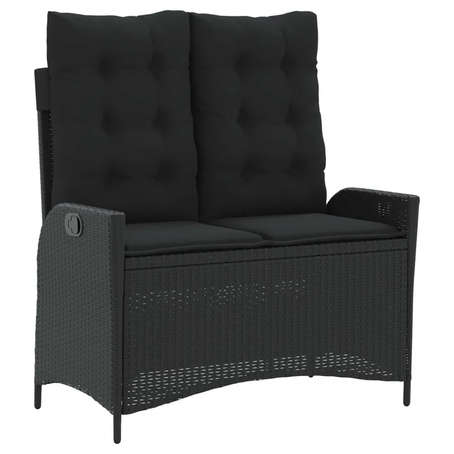Ensemble à manger de jardin coussins 2pcs noir résine tressée - 4