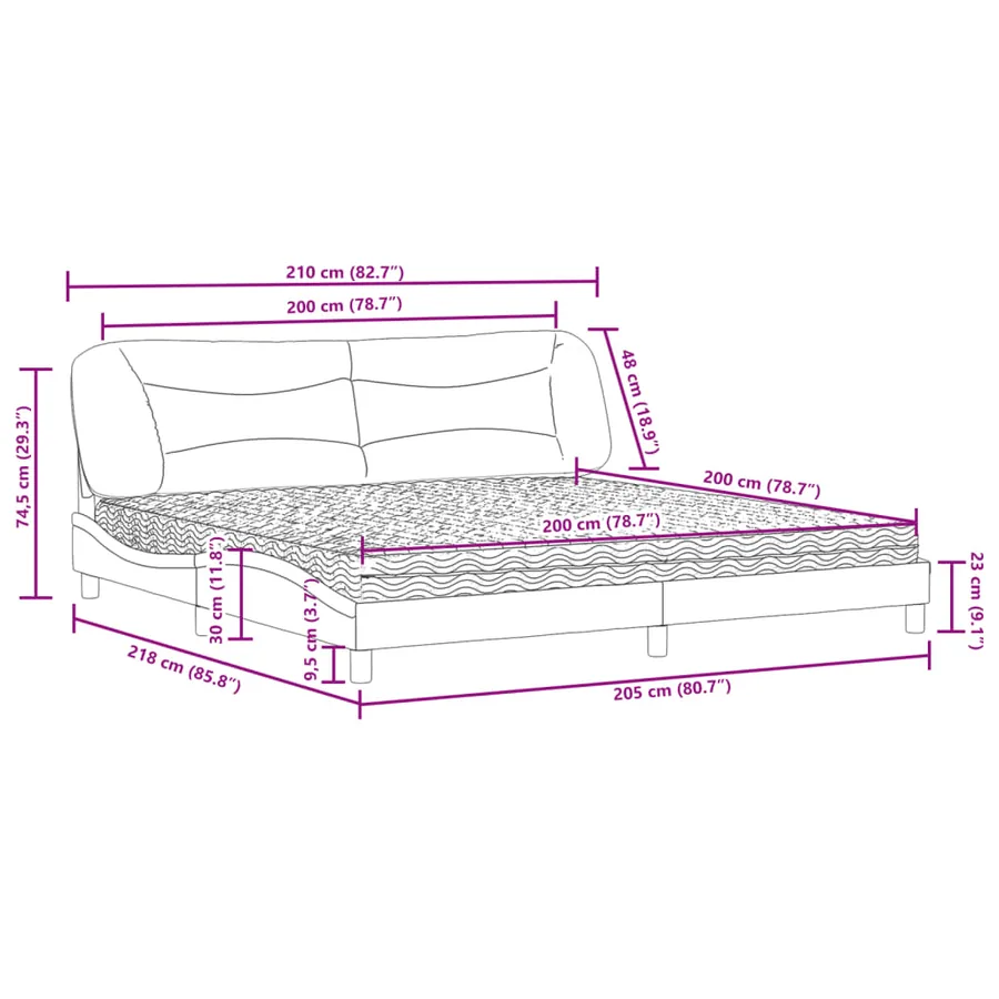 Lit avec matelas Hvar noir 200x200 cm similicuir - 11