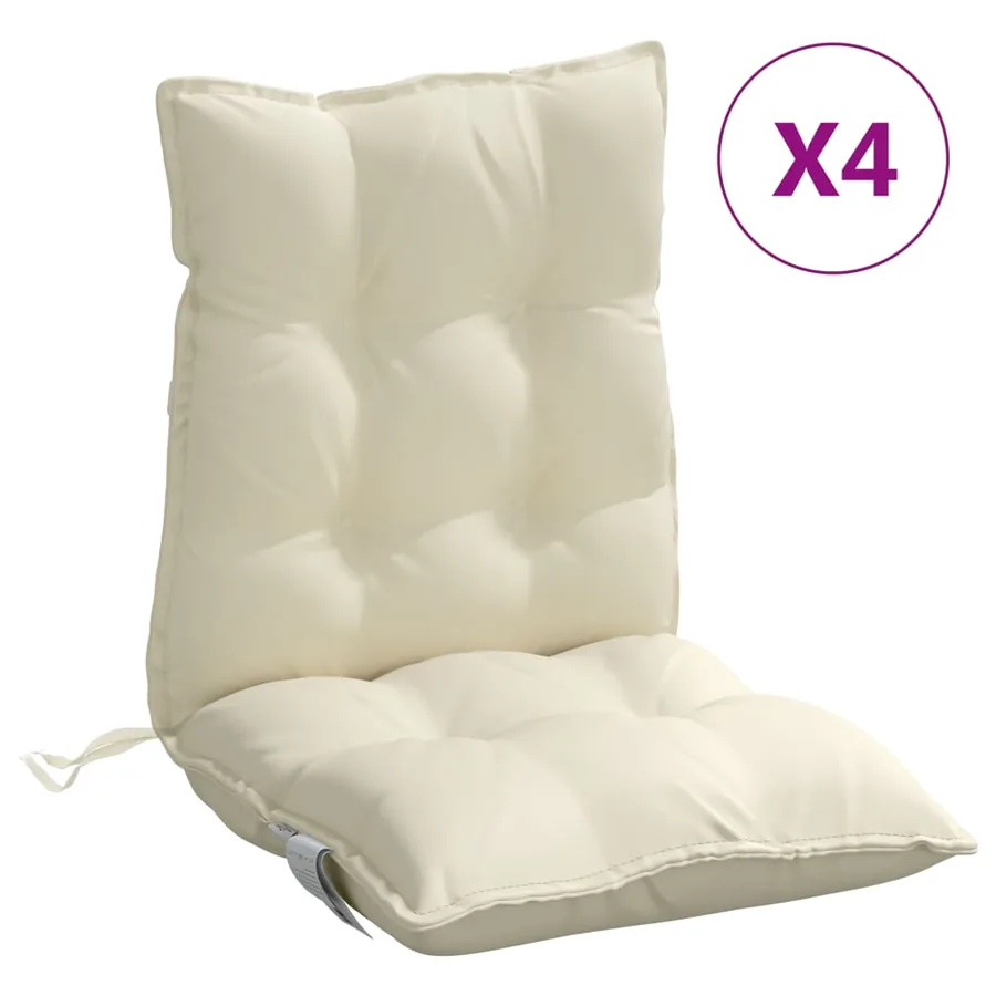 Coussins de chaise à dossier bas lot de 4 crème tissu oxford - 2