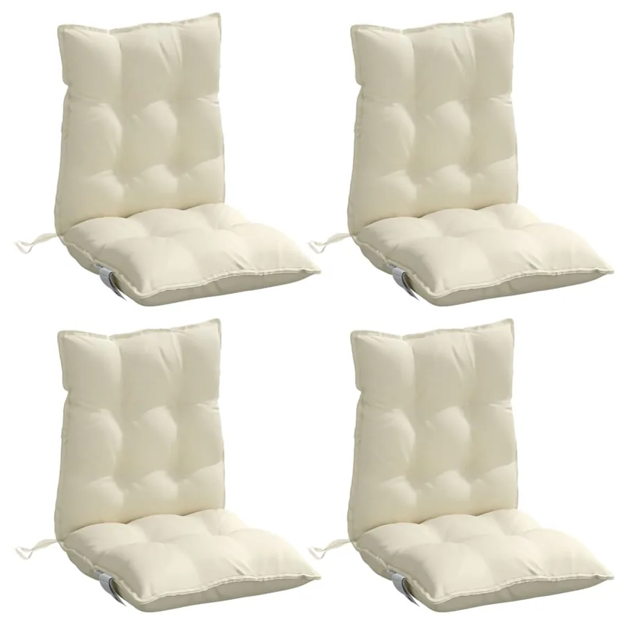 Coussins de chaise à dossier bas lot de 4 crème tissu oxford - 3