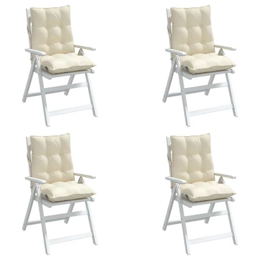 Coussins de chaise à dossier bas lot de 4 crème tissu oxford - 4