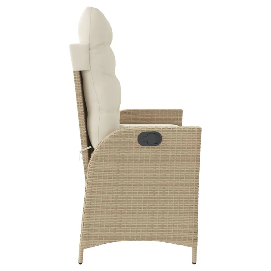 Banc inclinable de jardin avec coussins beige résine tressée - 4