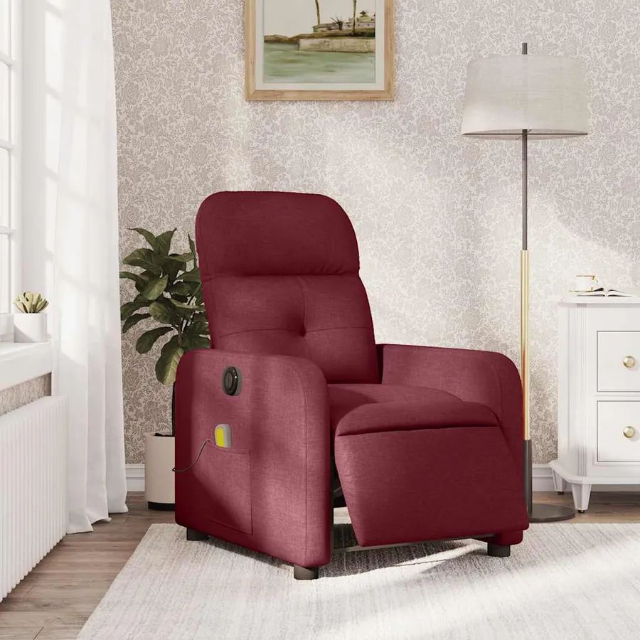 Fauteuil de massage inclinable électrique Rouge bordeaux Tissu - 15