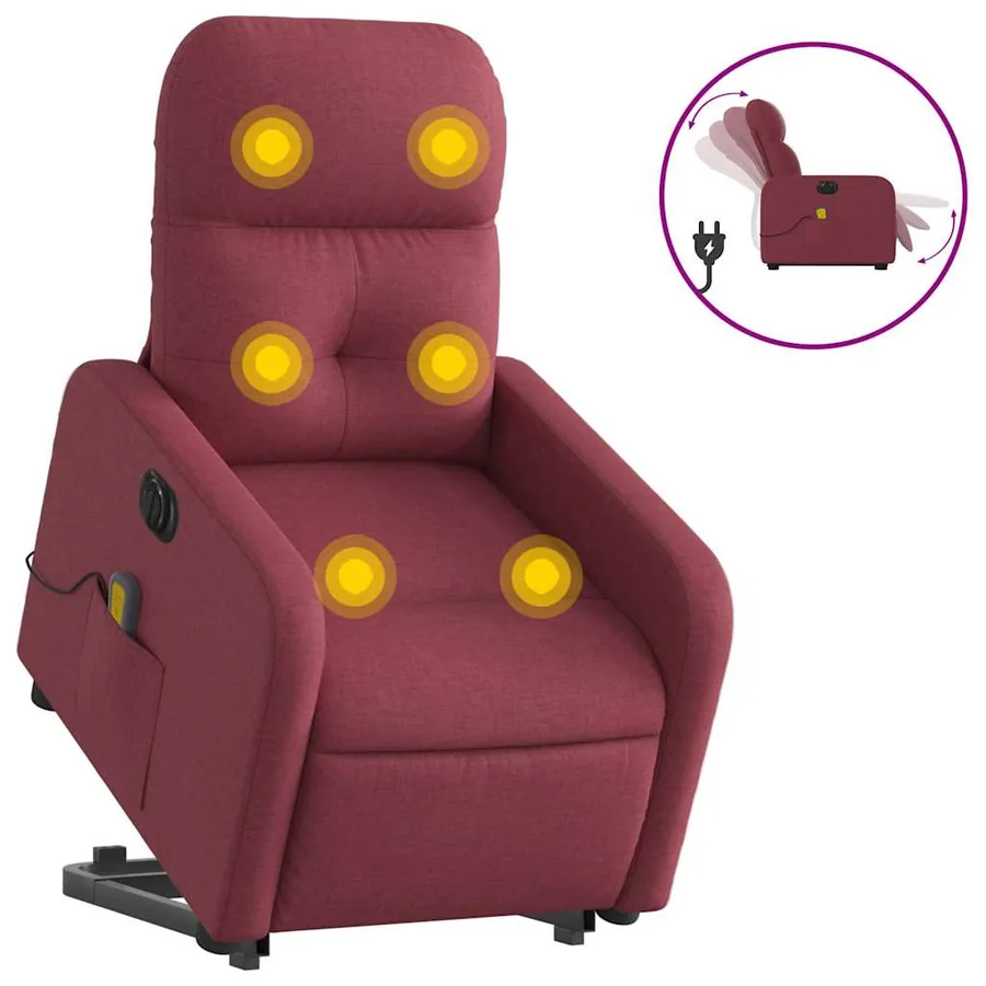 Fauteuil inclinable de massage électrique Rouge bordeaux Tissu - 2