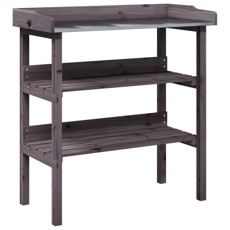 Table à plantes avec étagères gris 78x38x82,5 cm bois de sapin - 2