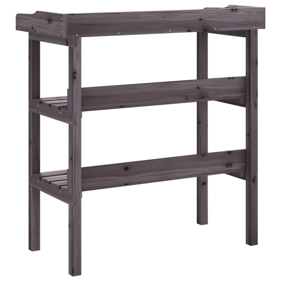 Table à plantes avec étagères gris 78x38x82,5 cm bois de sapin - 6