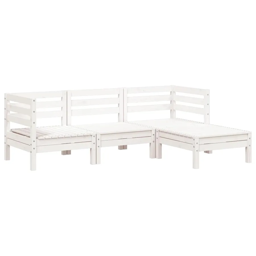 Canapé de jardin 3 places et repose-pied blanc bois pin massif - 2