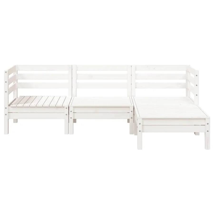 Canapé de jardin 3 places et repose-pied blanc bois pin massif - 4