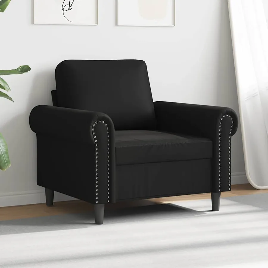 Fauteuil Noir 60 cm Similicuir - 3