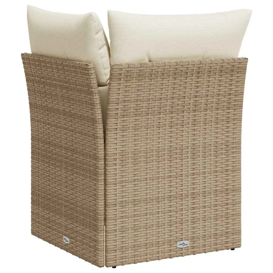 Canapé d'angle de jardin avec coussins beige résine tressée - 6