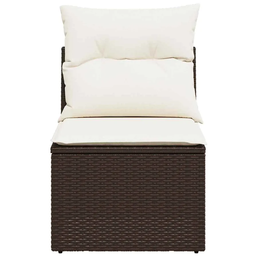 Canapé de jardin sans accoudoirs coussins brun résine tressée - 4