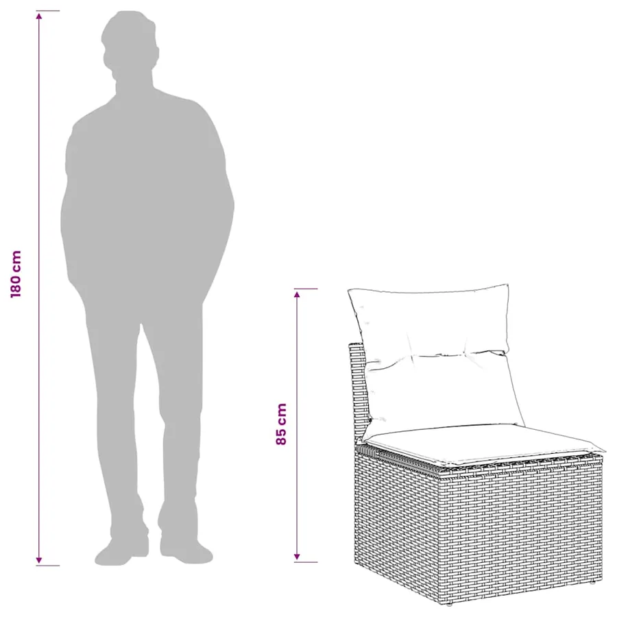 Canapé de jardin sans accoudoirs coussins brun résine tressée - 9